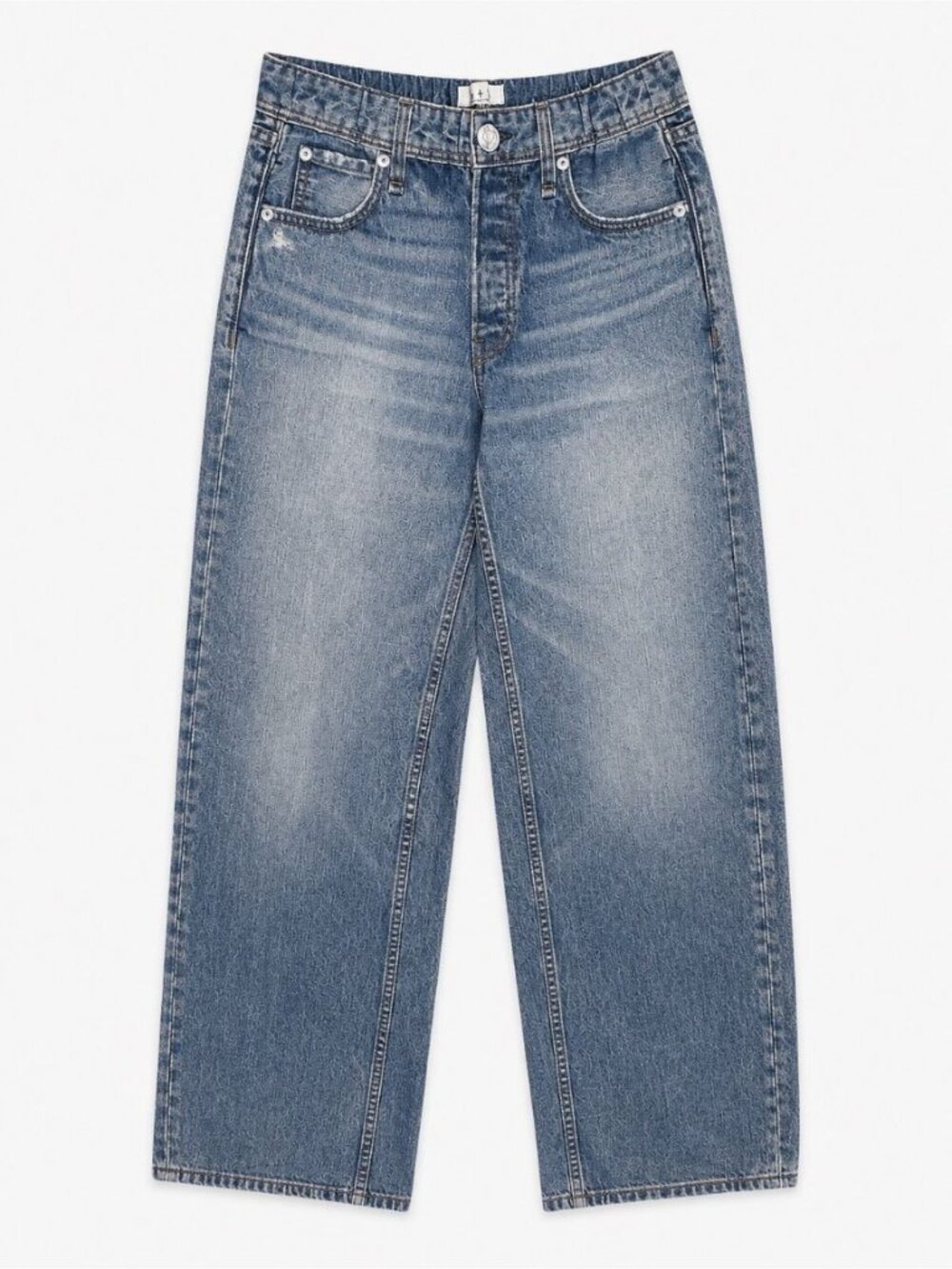 rag & bone Relaxed Wide-Leg Denim Sweatpants in Light Blue Wash